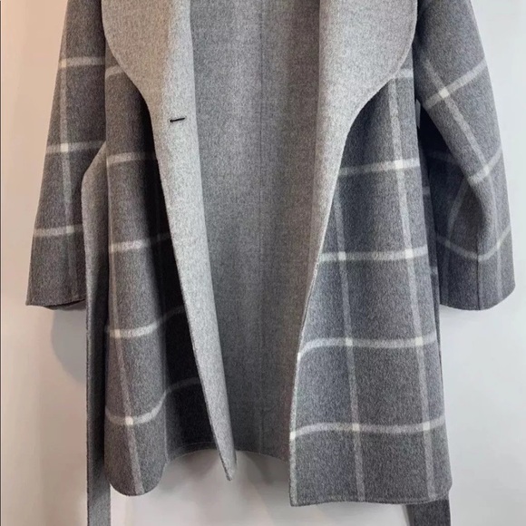 Theory Cashmere Wool shawl belt plaid jacket coat - Picture 3 of 6